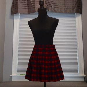 Red and Black Plaid Pleated Forever 21 Skirt